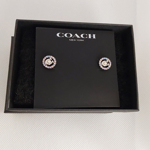 Coach multicolored "C" stud earrings - Picture 3 of 4